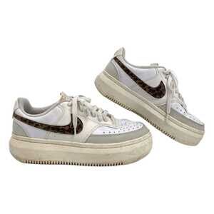 Nike White Brown Leopard Accent Platform Sneakers | Size 10